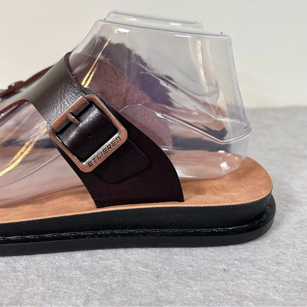 ETLieren Flip-Flops Sandals Men’s Size 6 EU-38 Leather Comfort Dark Brown